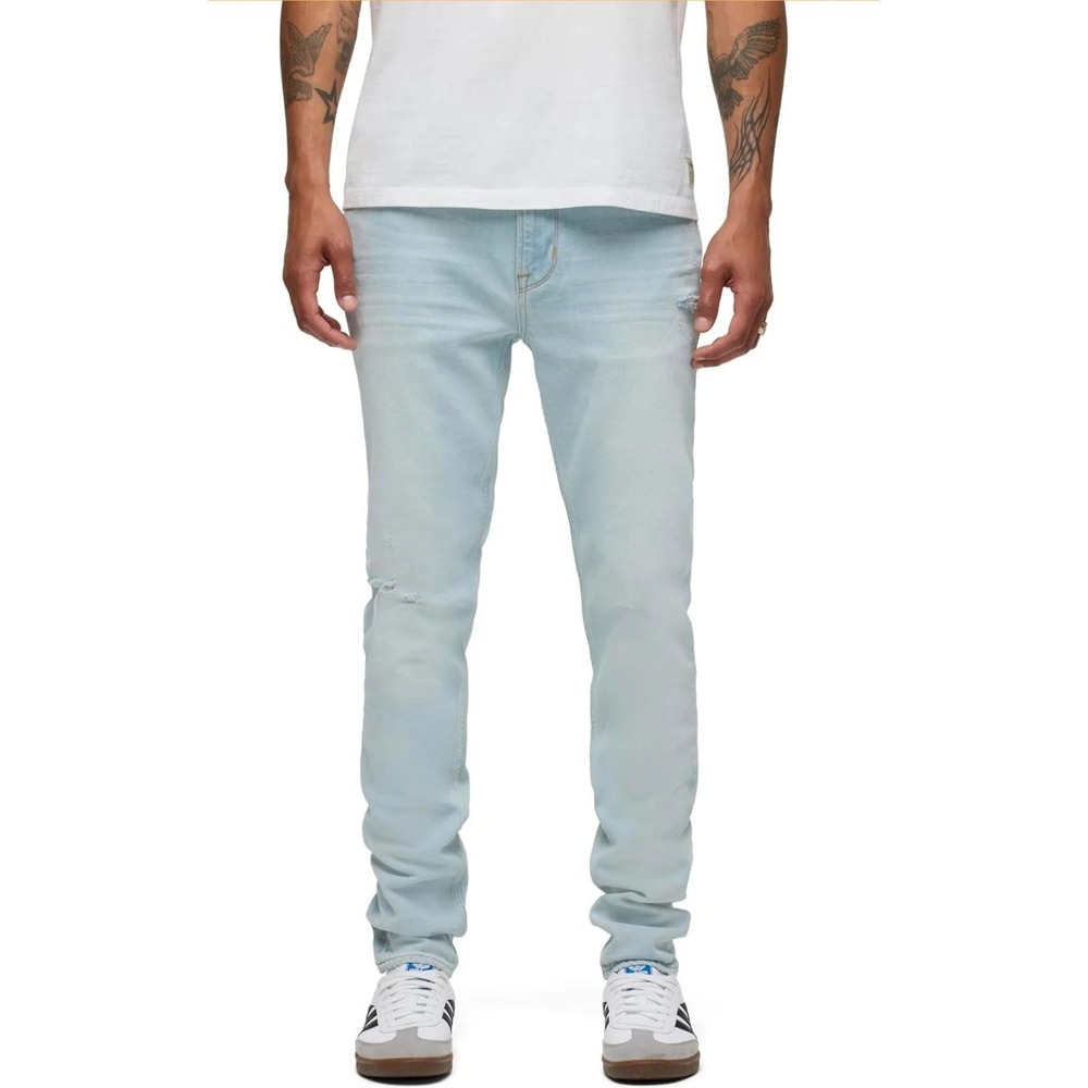 HUDSON Skinny Jeans Light Blue Distressed Italian Premium Denim Stretch Men